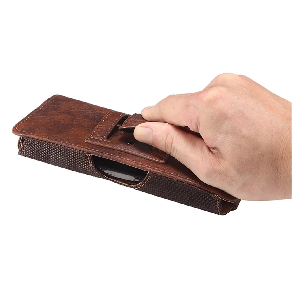 For Samsung Galaxy Z Fold4 5G / Huawei Mate X3 5G PU Waist Bag Holster Belt Clip Phone Case - Brown - 3