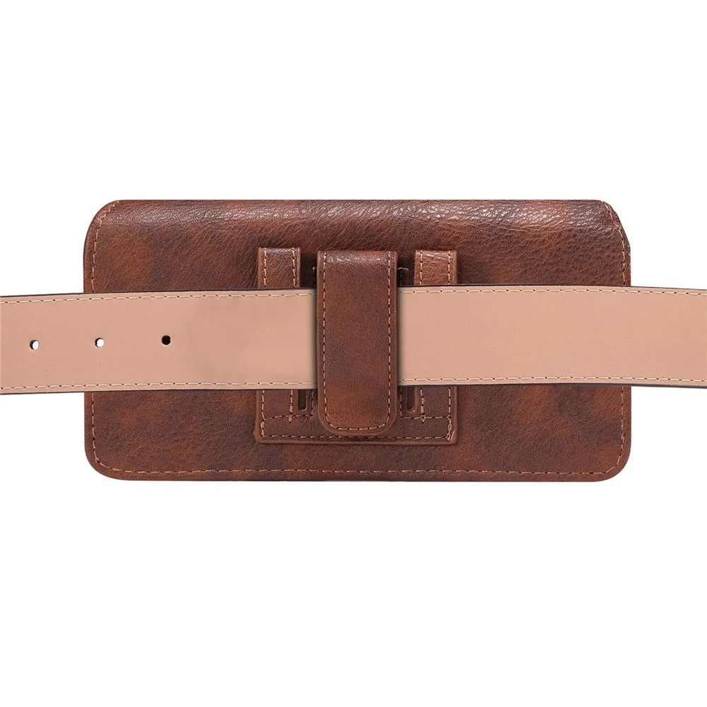For Samsung Galaxy Z Fold4 5G / Huawei Mate X3 5G PU Waist Bag Holster Belt Clip Phone Case - Brown - 4