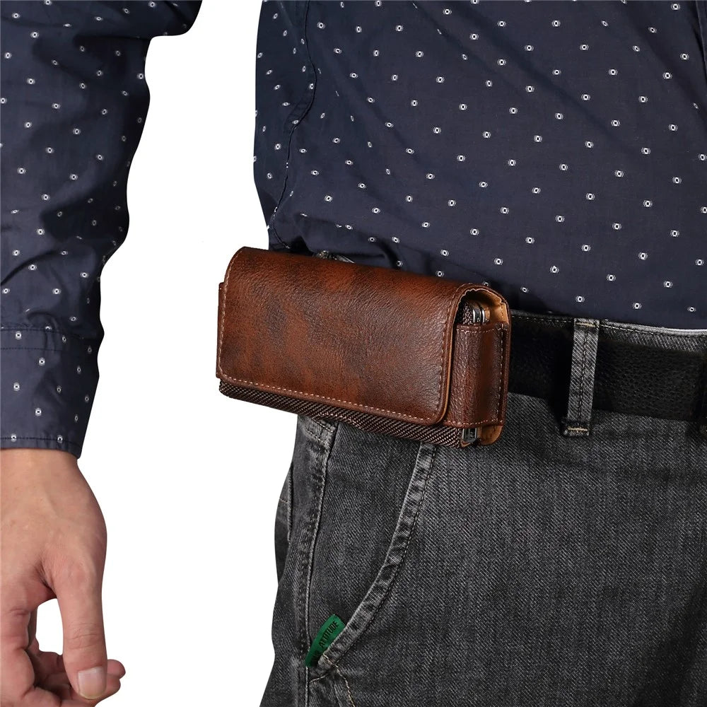 For Samsung Galaxy Z Fold4 5G / Huawei Mate X3 5G PU Waist Bag Holster Belt Clip Phone Case - Brown - 7