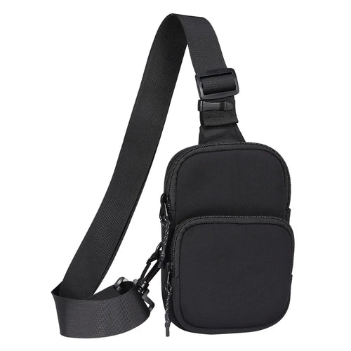 Portable Cell Phone Crossbody Bag for 5.5 / 6.5 / 6.9 / 7.2 inch Lightweight Mini Shoulder Bag for 5.5 / 6.5 / 6.9 / 7.2 inch Nylon Travel Sling Chest Bag for 5.5 / 6.5 / 6.9 / 7.2 inch - Black - 1