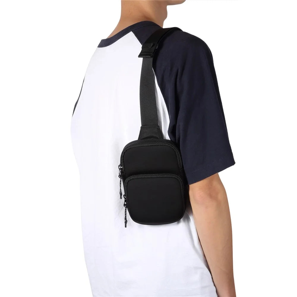 Portable Cell Phone Crossbody Bag for 5.5 / 6.5 / 6.9 / 7.2 inch Lightweight Mini Shoulder Bag for 5.5 / 6.5 / 6.9 / 7.2 inch Nylon Travel Sling Chest Bag for 5.5 / 6.5 / 6.9 / 7.2 inch - Black - 2