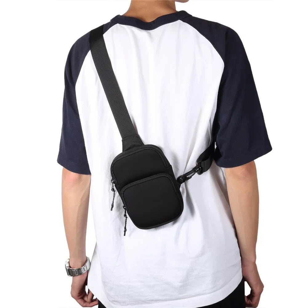 Portable Cell Phone Crossbody Bag for 5.5 / 6.5 / 6.9 / 7.2 inch Lightweight Mini Shoulder Bag for 5.5 / 6.5 / 6.9 / 7.2 inch Nylon Travel Sling Chest Bag for 5.5 / 6.5 / 6.9 / 7.2 inch - Black - 3