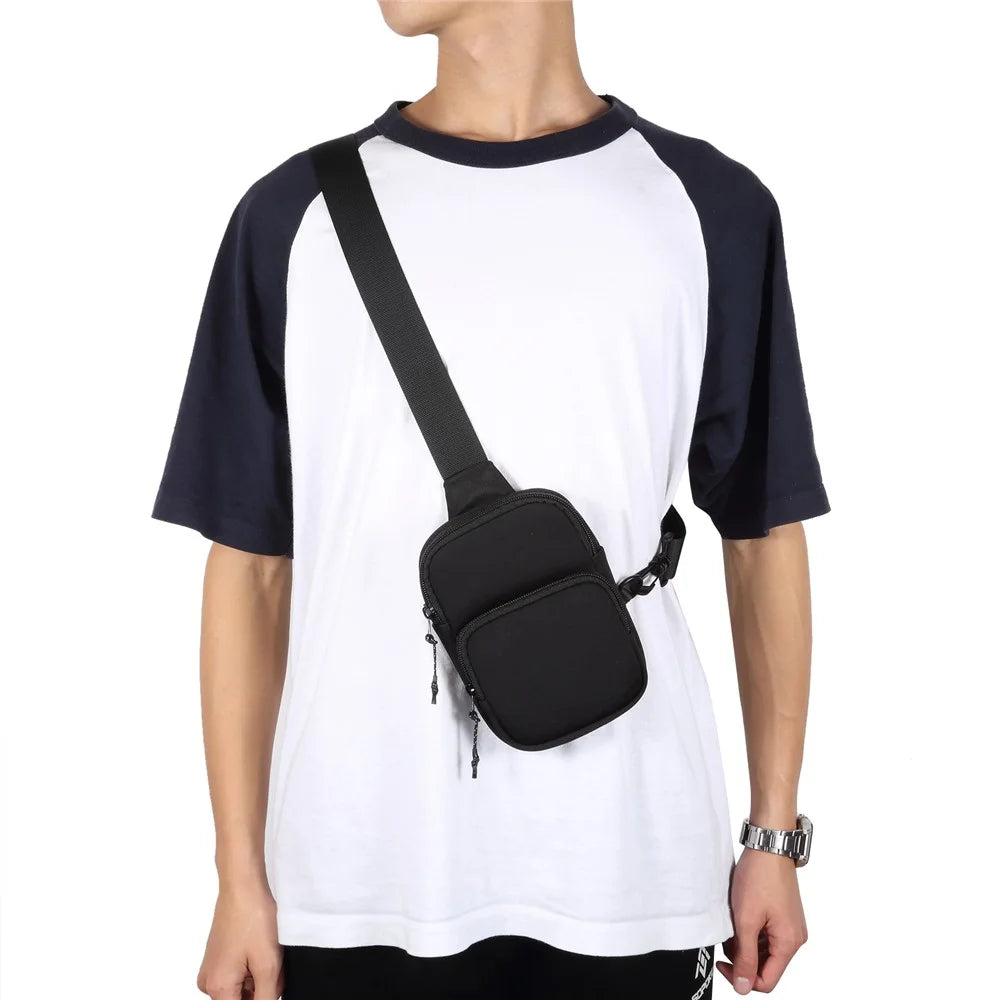Portable Cell Phone Crossbody Bag for 5.5 / 6.5 / 6.9 / 7.2 inch Lightweight Mini Shoulder Bag for 5.5 / 6.5 / 6.9 / 7.2 inch Nylon Travel Sling Chest Bag for 5.5 / 6.5 / 6.9 / 7.2 inch - Black - 4