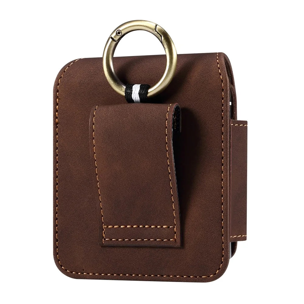 For Samsung Galaxy Z Flip7 5G / Flip6 5G / Flip5 5G / Huawei P50 Pocket / Oppo Find N2 Flip 5G Case Waist Pack Folding Phone Holster - Coffee - 2