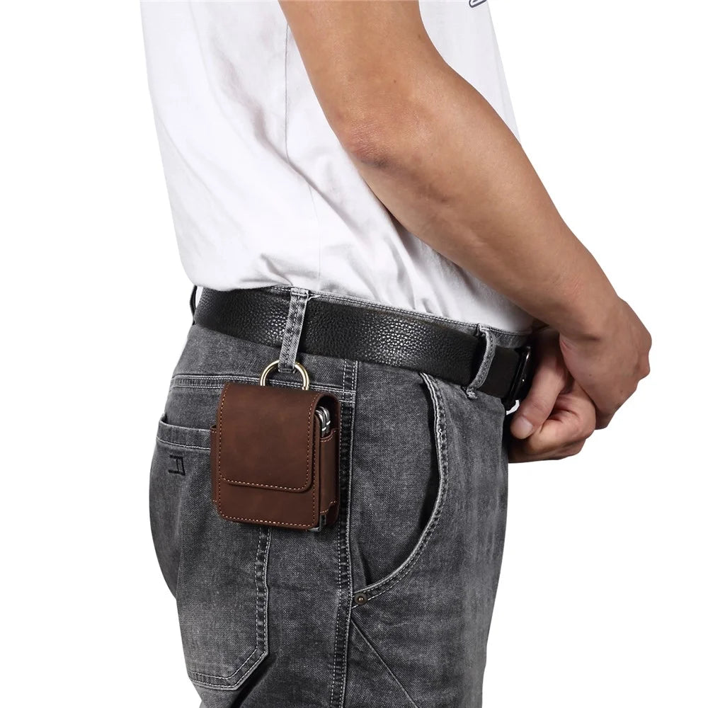 For Samsung Galaxy Z Flip7 5G / Flip6 5G / Flip5 5G / Huawei P50 Pocket / Oppo Find N2 Flip 5G Case Waist Pack Folding Phone Holster - Coffee - 5
