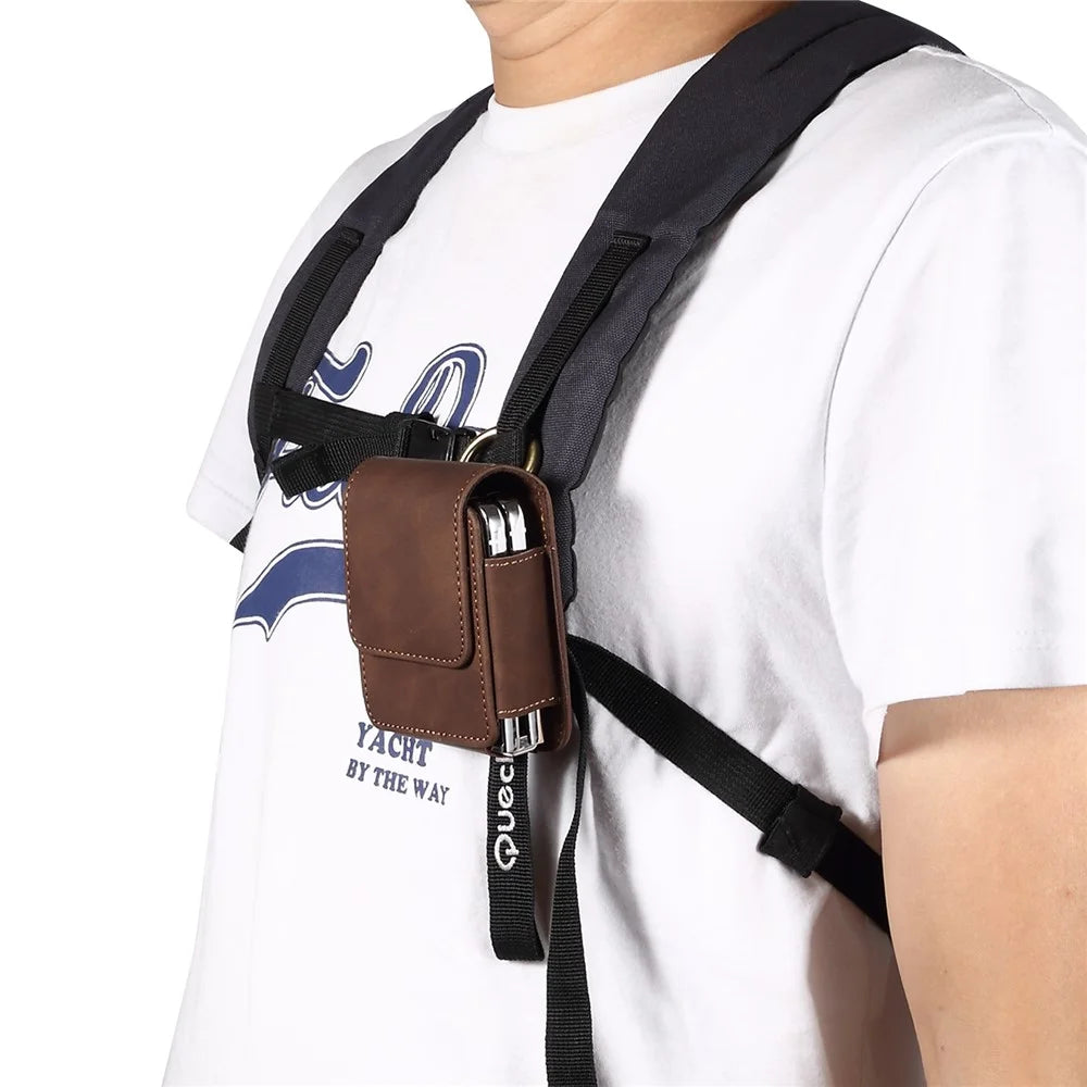 For Samsung Galaxy Z Flip7 5G / Flip6 5G / Flip5 5G / Huawei P50 Pocket / Oppo Find N2 Flip 5G Case Waist Pack Folding Phone Holster - Coffee - 7