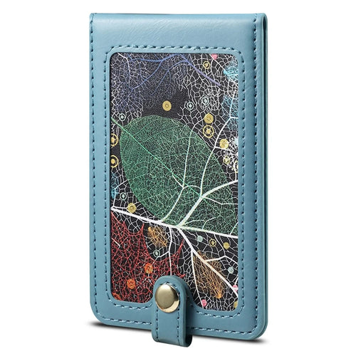 Credit Card Holder Pattern Mini Front Pocket Wallet Card Case with ID Window - Blue - 1