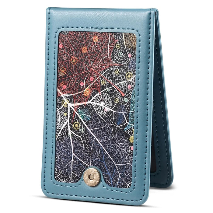 Credit Card Holder Pattern Mini Front Pocket Wallet Card Case with ID Window - Blue - 4