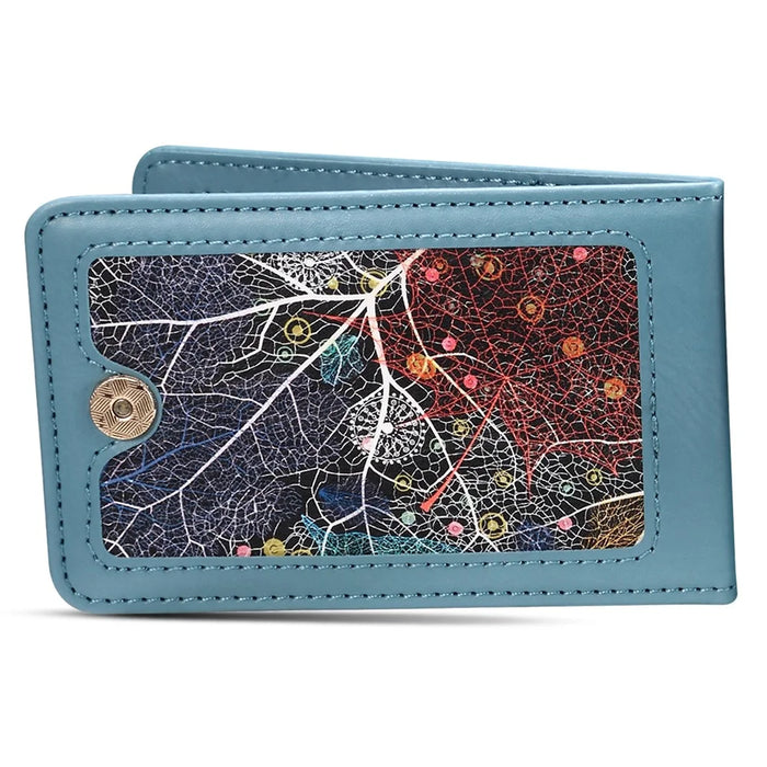 Credit Card Holder Pattern Mini Front Pocket Wallet Card Case with ID Window - Blue - 6