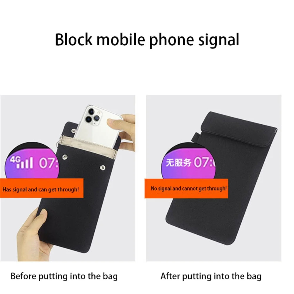 CL302 Oxford Cloth Signal Blocking Long Pouch RFID Blocker Phone Bag - Black - 4