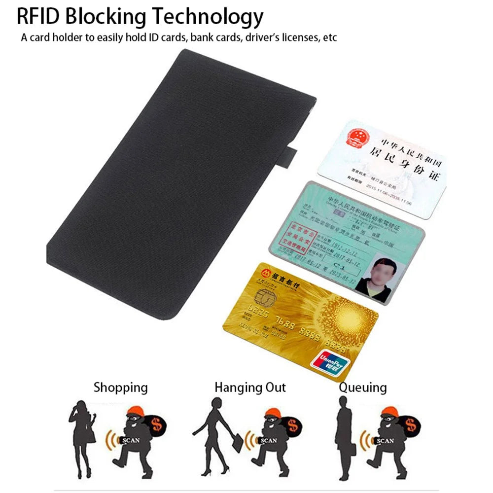 CL302 Oxford Cloth Signal Blocking Long Pouch RFID Blocker Phone Bag - Black - 5