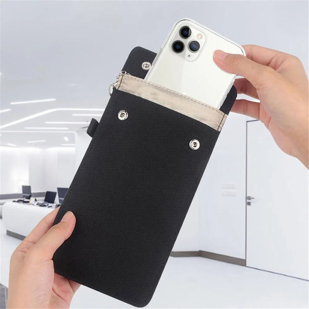 CL302 Oxford Cloth Signal Blocking Long Pouch RFID Blocker Phone Bag - Black - 6