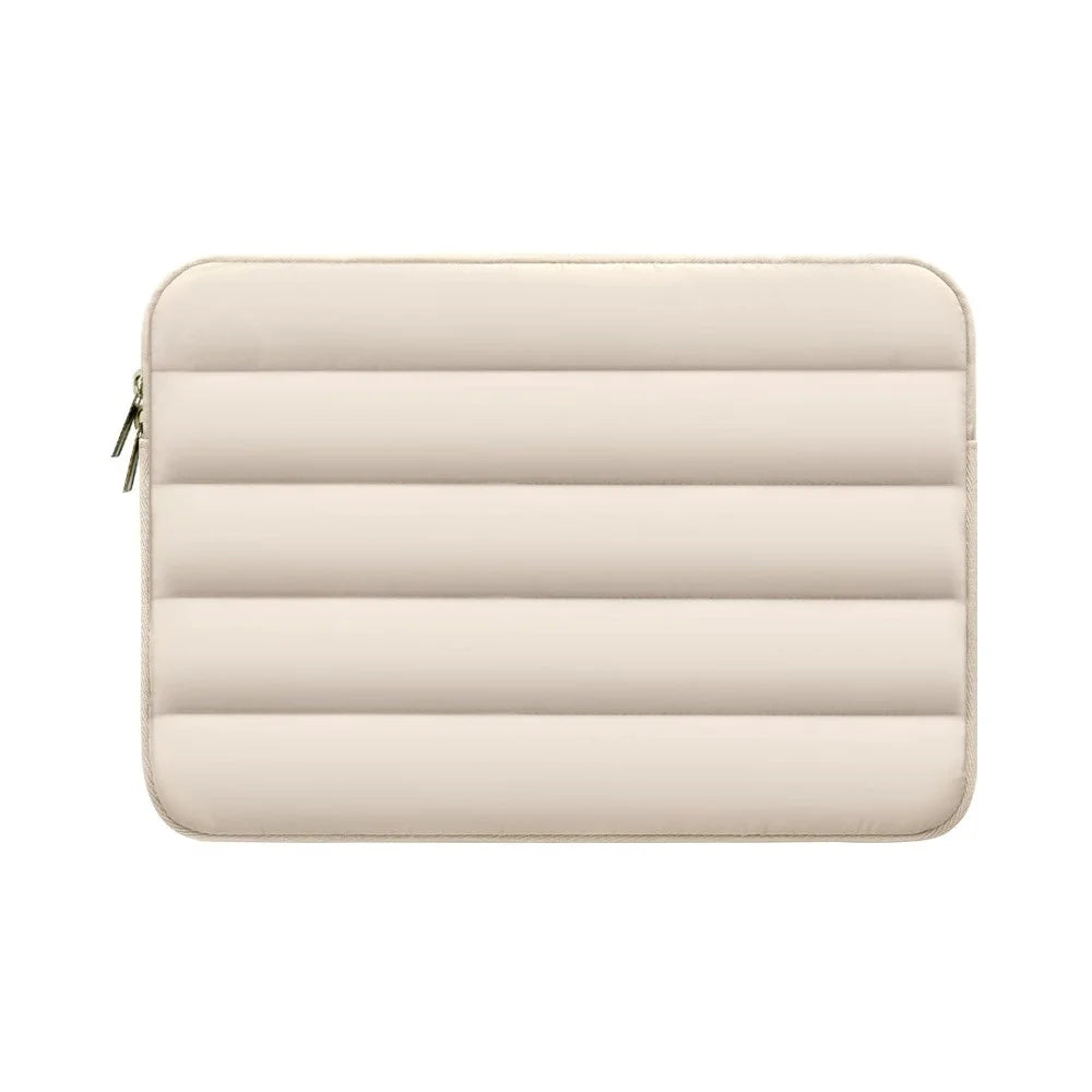 CL283 For 13-14 Inch Laptop Down Jacket Design Notebook Sleeve Portable Zipper Bag - Apricot - 1