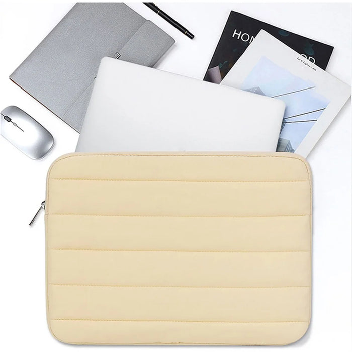 CL283 For 13-14 Inch Laptop Down Jacket Design Notebook Sleeve Portable Zipper Bag - Apricot - 6