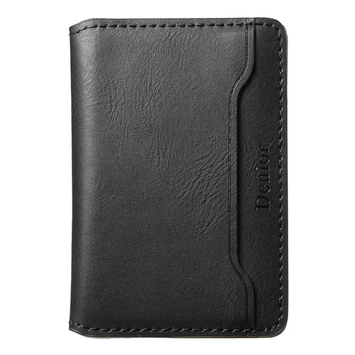 DENIOR Magnetic Card Case PU Leather Phone Card Holder Kickstand - Black - 1