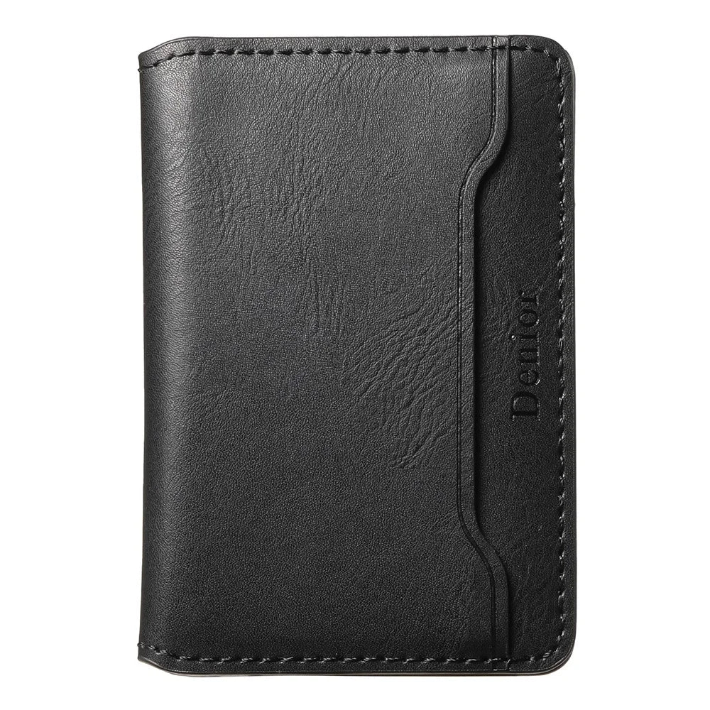 DENIOR Magnetic Card Case PU Leather Phone Card Holder Kickstand - Black - 1