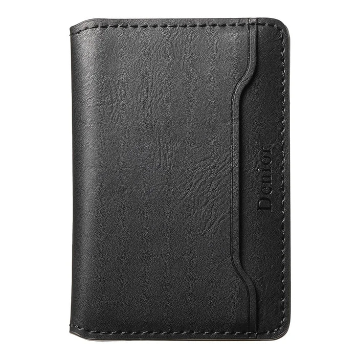 DENIOR Magnetic Card Case PU Leather Phone Card Holder Kickstand - Black - 1