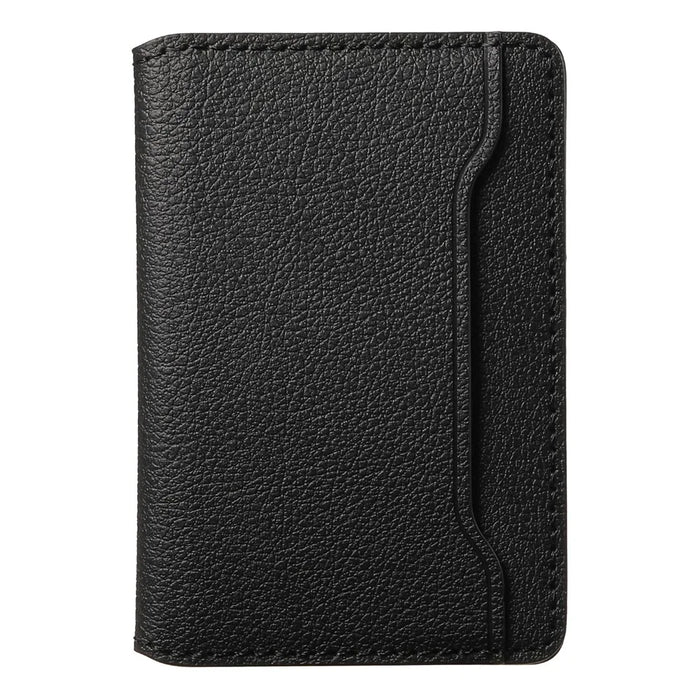 Calf Texture PU Leather Card Holder Phone Card Case Adhesive Cellphone Kickstand - Black - 2