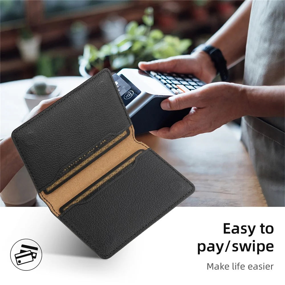 Calf Texture PU Leather Card Holder Phone Card Case Adhesive Cellphone Kickstand - Black - 5