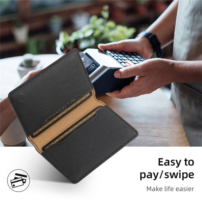 Calf Texture PU Leather Card Holder Phone Card Case Adhesive Cellphone Kickstand - Black - 5