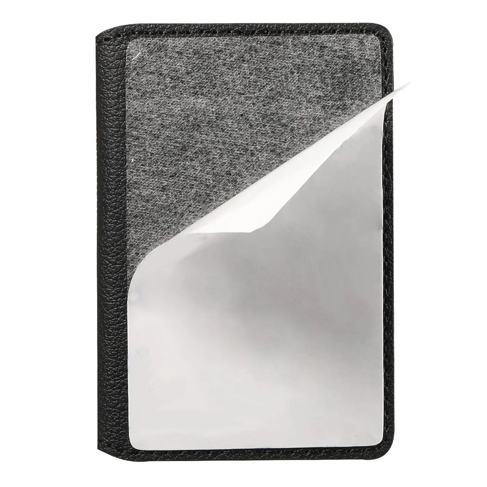 Calf Texture PU Leather Card Holder Phone Card Case Adhesive Cellphone Kickstand - Black - 7