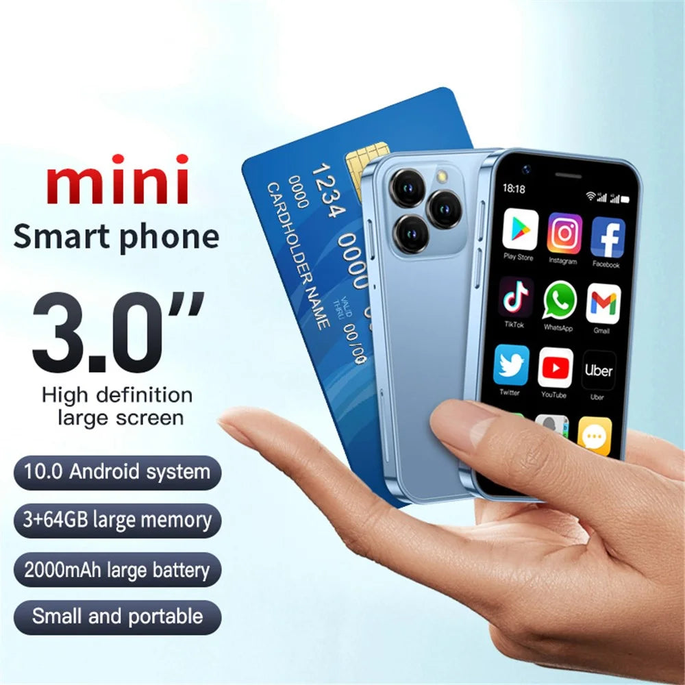 SOYES XS16 3 Inch 4G Mini Smartphone Android 10 5MP Dual SIM Cellphone, 2+16GB - Blue - 2