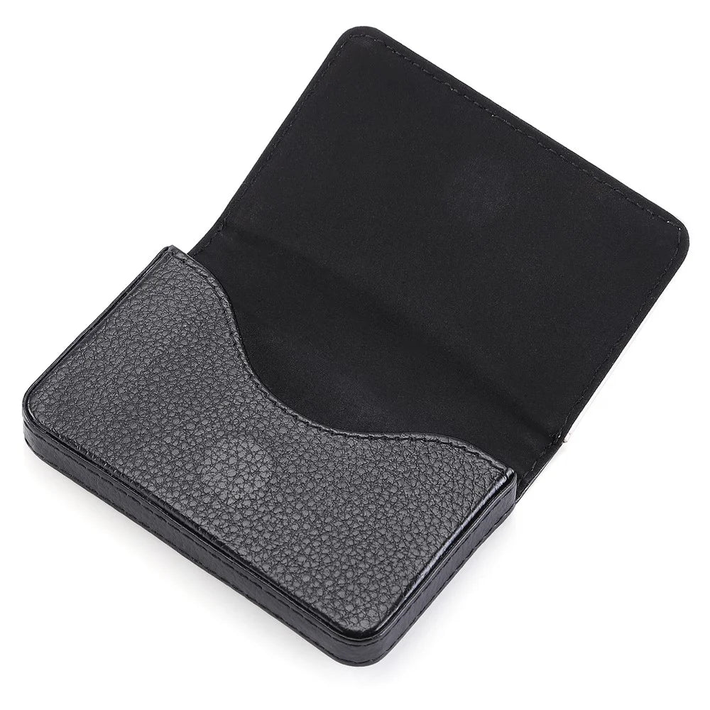 Magnetic PU Leather Business Card Holder Portable Mini Card Storage Organizer Box - 4