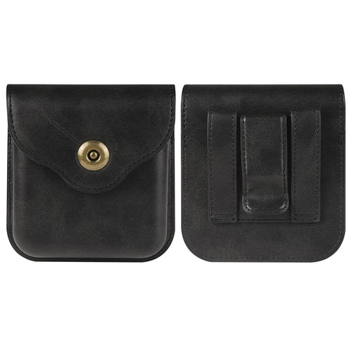 Universal PU Leather Waist Bag with Back Clip and Belt Loop for Folding Phones - Black - 1