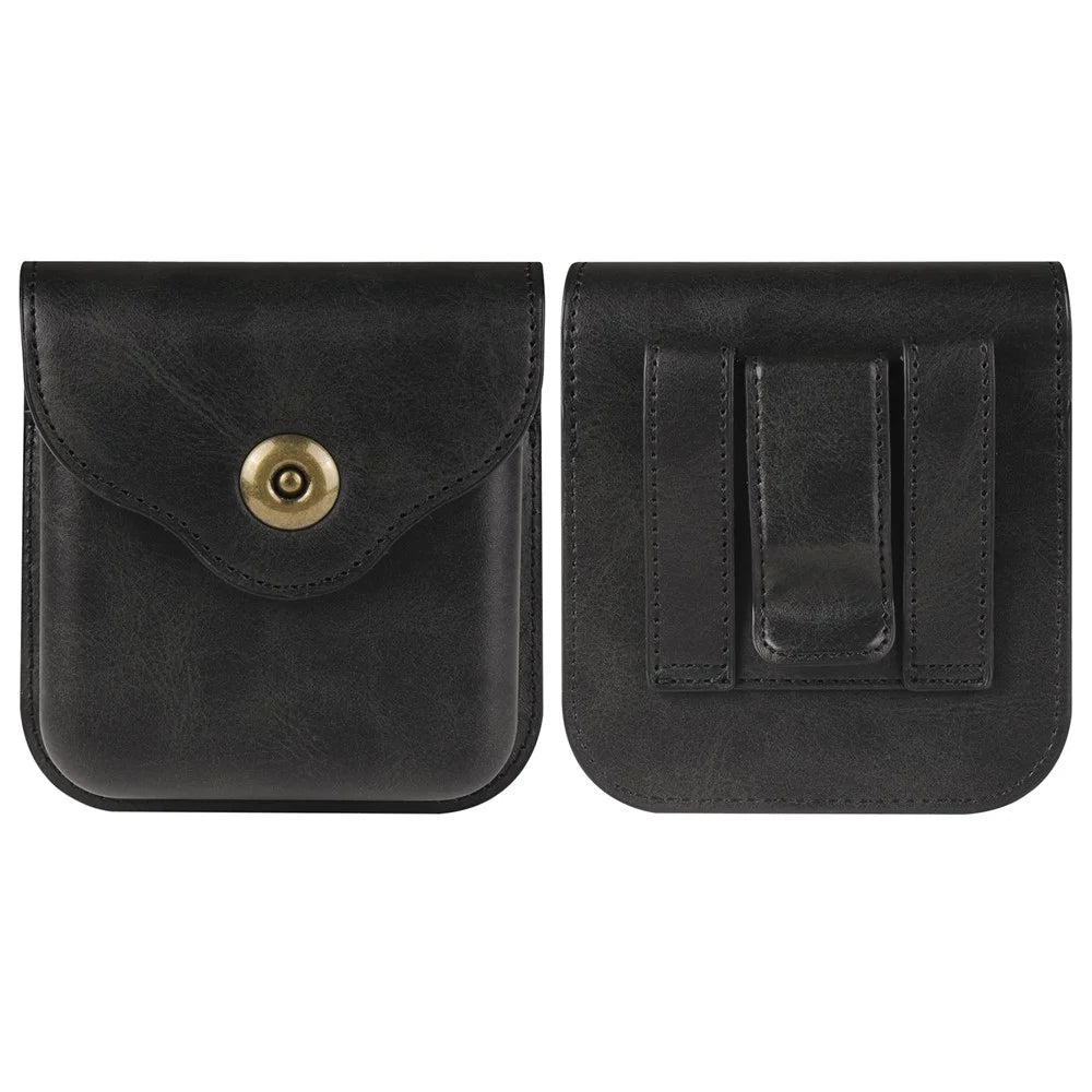 Universal PU Leather Waist Bag with Back Clip and Belt Loop for Folding Phones - Black - 1