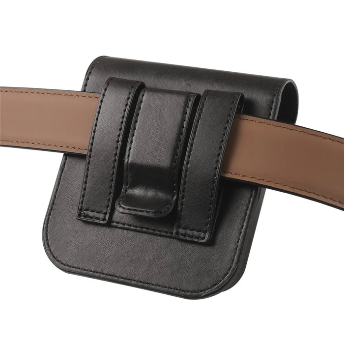 Universal PU Leather Waist Bag with Back Clip and Belt Loop for Folding Phones - Black - 2