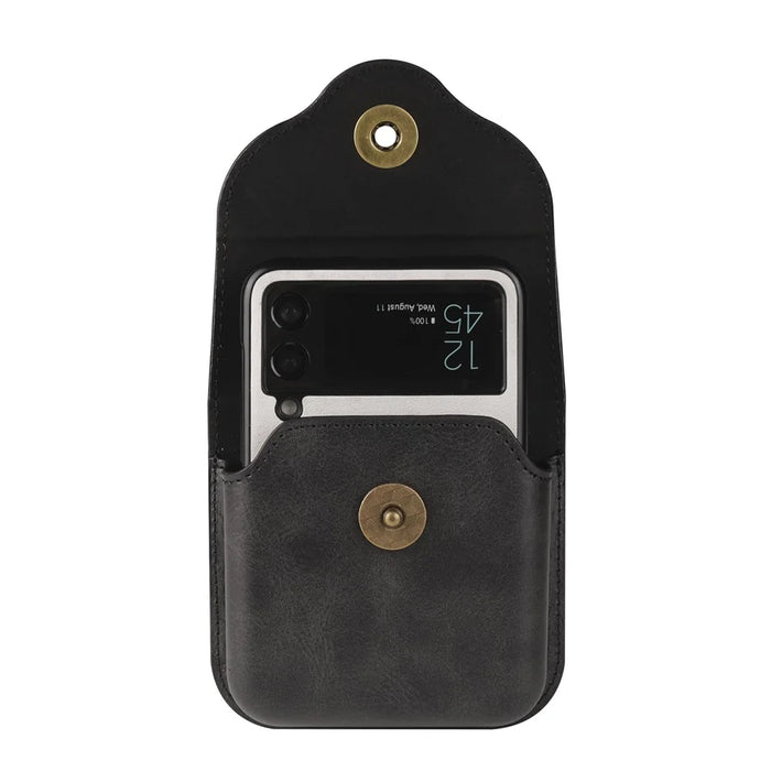 Universal PU Leather Waist Bag with Back Clip and Belt Loop for Folding Phones - Black - 6