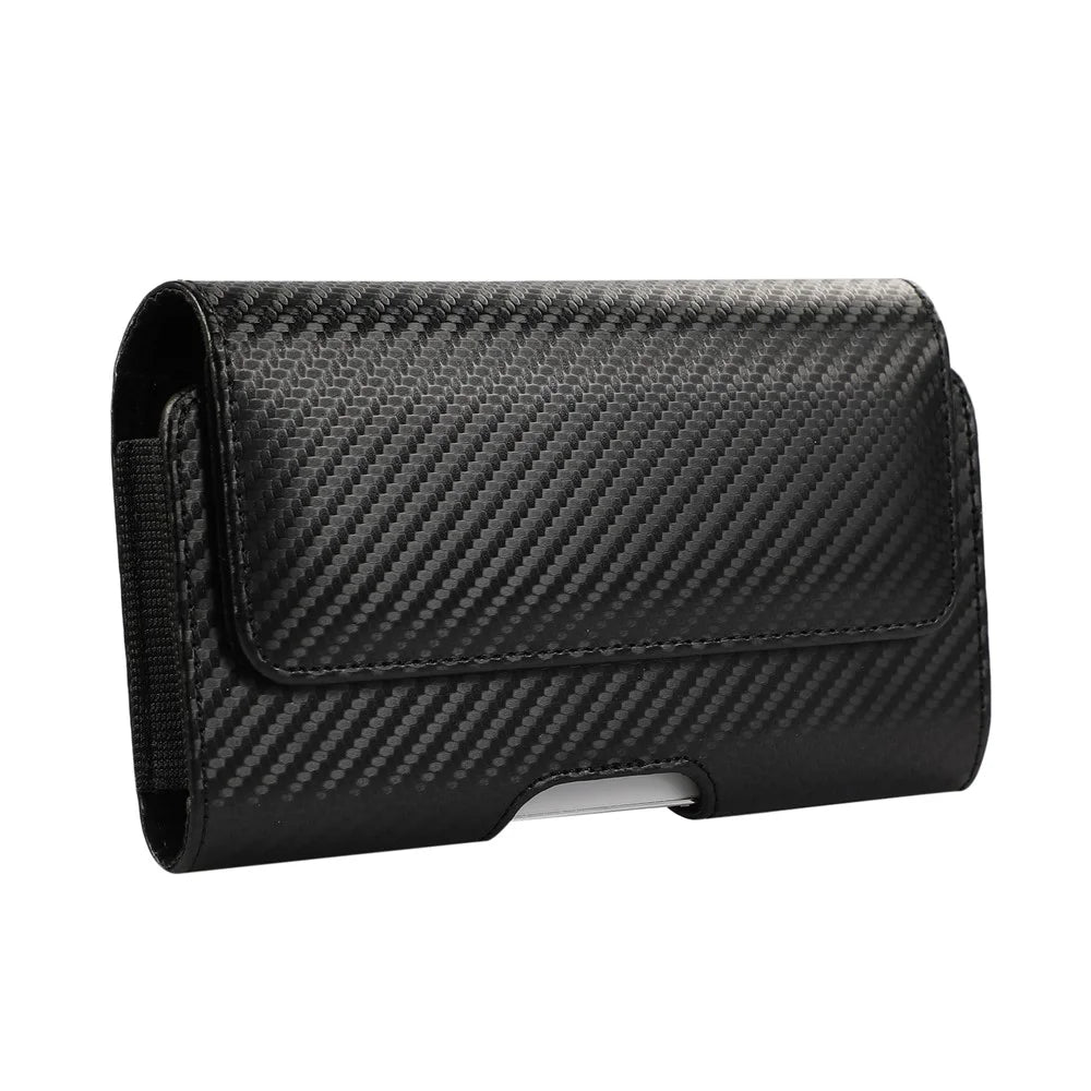 Leather Holster Fits 6.7 inch Phone Horizontal Cell Phone Holder with Rotating Belt Clip - 1
