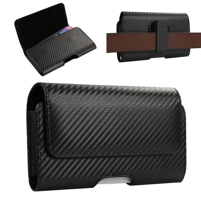Leather Holster Fits 6.7 inch Phone Horizontal Cell Phone Holder with Rotating Belt Clip - 2