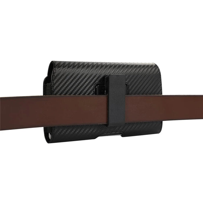 Leather Holster Fits 6.7 inch Phone Horizontal Cell Phone Holder with Rotating Belt Clip - 7