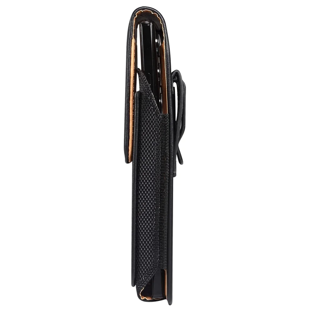 6.7-6.9 inch Phone Case Holster with Belt Clip PU Leather Phone Waist Bag (Vertical Type) for iPhone 17 Pro Max / 16 Pro Max / Samsung Galaxy S26 Ultra / S25 Ultra - Black - 3