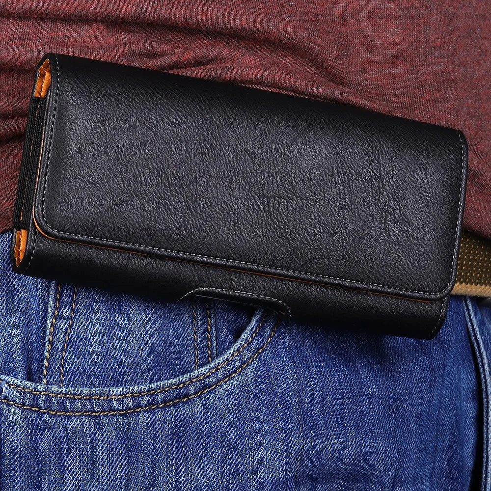 17.2 X 7.6 X 2cm Universal Leather Phone Pouch with Belt Clip, Magnetic Closure Waist Phone Bag - 2