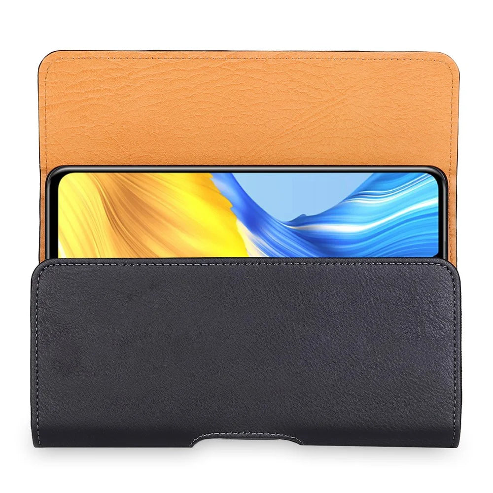 17.2 X 7.6 X 2cm Universal Leather Phone Pouch with Belt Clip, Magnetic Closure Waist Phone Bag - 3