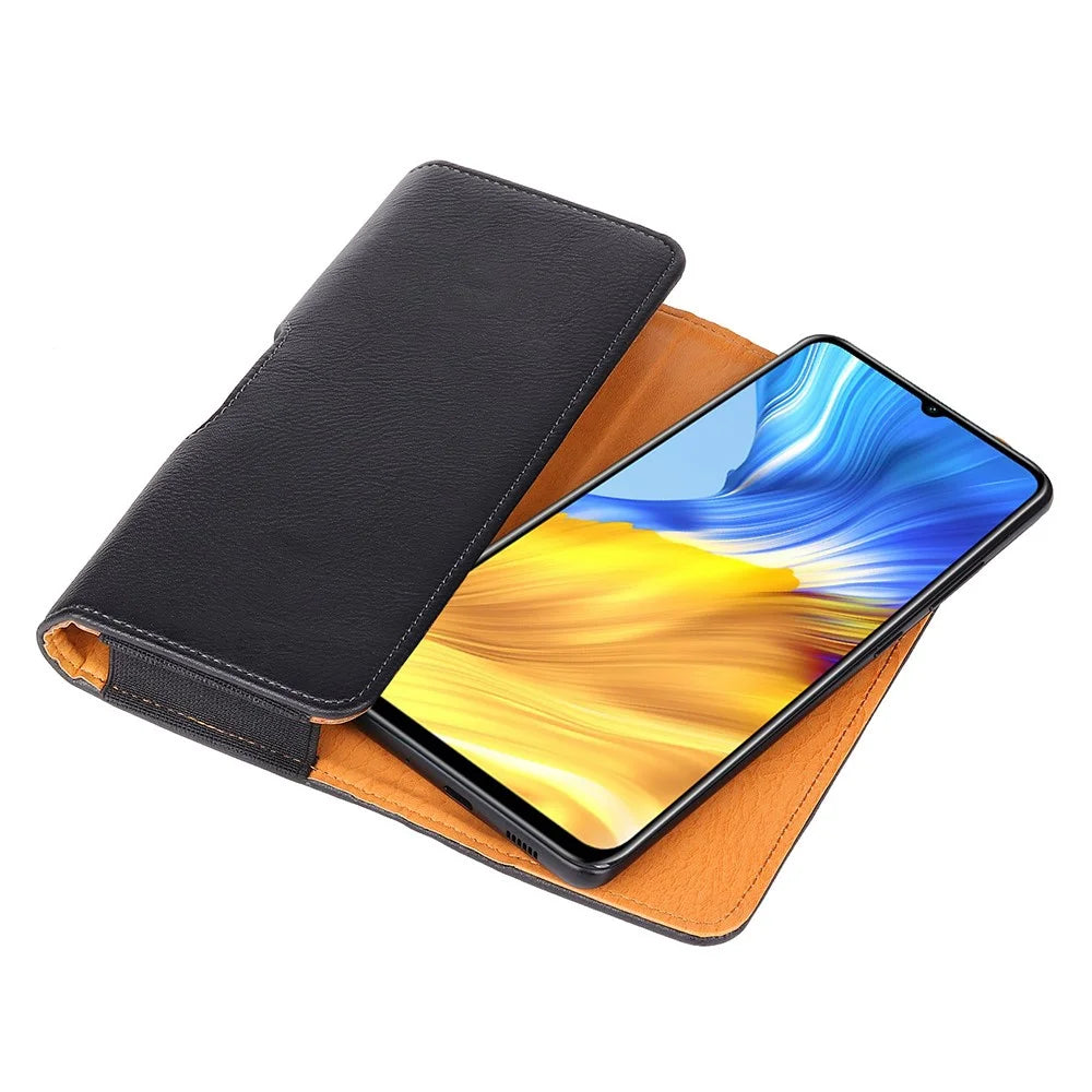 17.2 X 7.6 X 2cm Universal Leather Phone Pouch with Belt Clip, Magnetic Closure Waist Phone Bag - 4