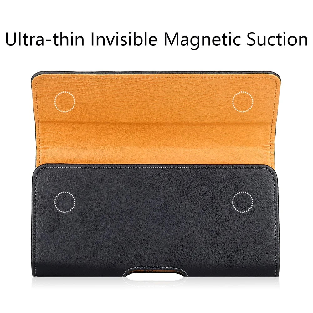 17.2 X 7.6 X 2cm Universal Leather Phone Pouch with Belt Clip, Magnetic Closure Waist Phone Bag - 5