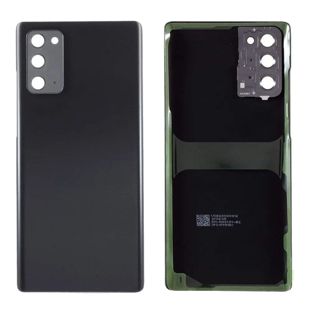 For Samsung Galaxy Note20 N980 N981 OEM Plastic Battery Housing with Adhesive Sticker + Camera Lens Ring Cover - Grey - 1
