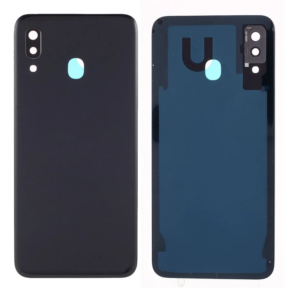 Battery Housing Back Cover with Camera Ring Lens Cover Replacement (without Logo) for Samsung Galaxy A30 - Black - 1