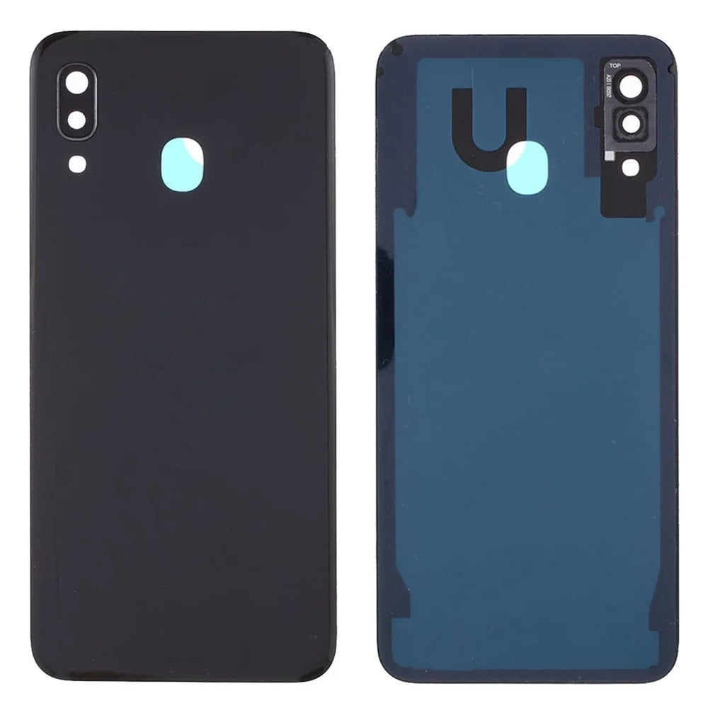 Back Battery Housing Cover with Camera Ring Lens Cover Part (without Logo) for Samsung Galaxy A20 - Black - 1