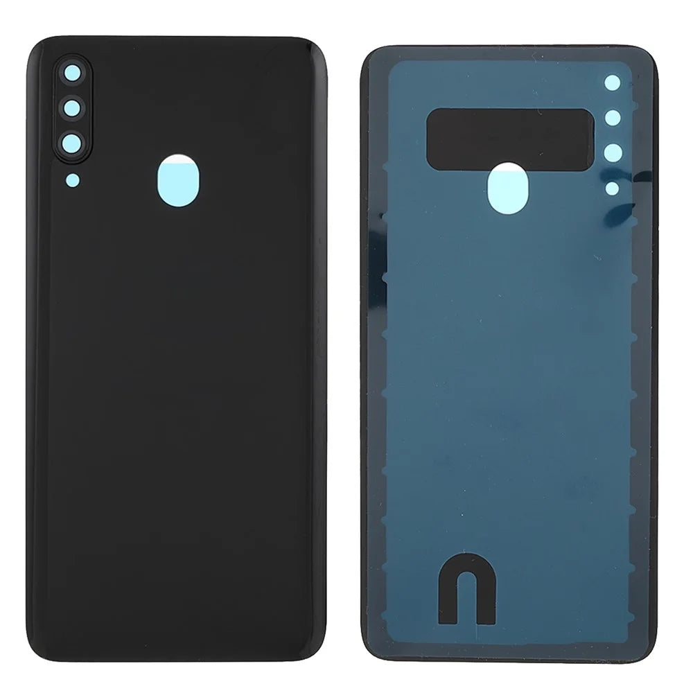 Back Battery Housing Cover with Camera Ring Lens Cover Replacement (without Logo) for Samsung Galaxy A20s - Black - 1