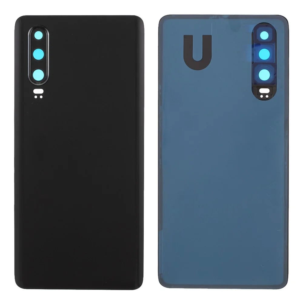 Battery Back Cover Rear Housing with Camera Lens Cover Part (without Logo) for 	Huawei P30 - Black - 1