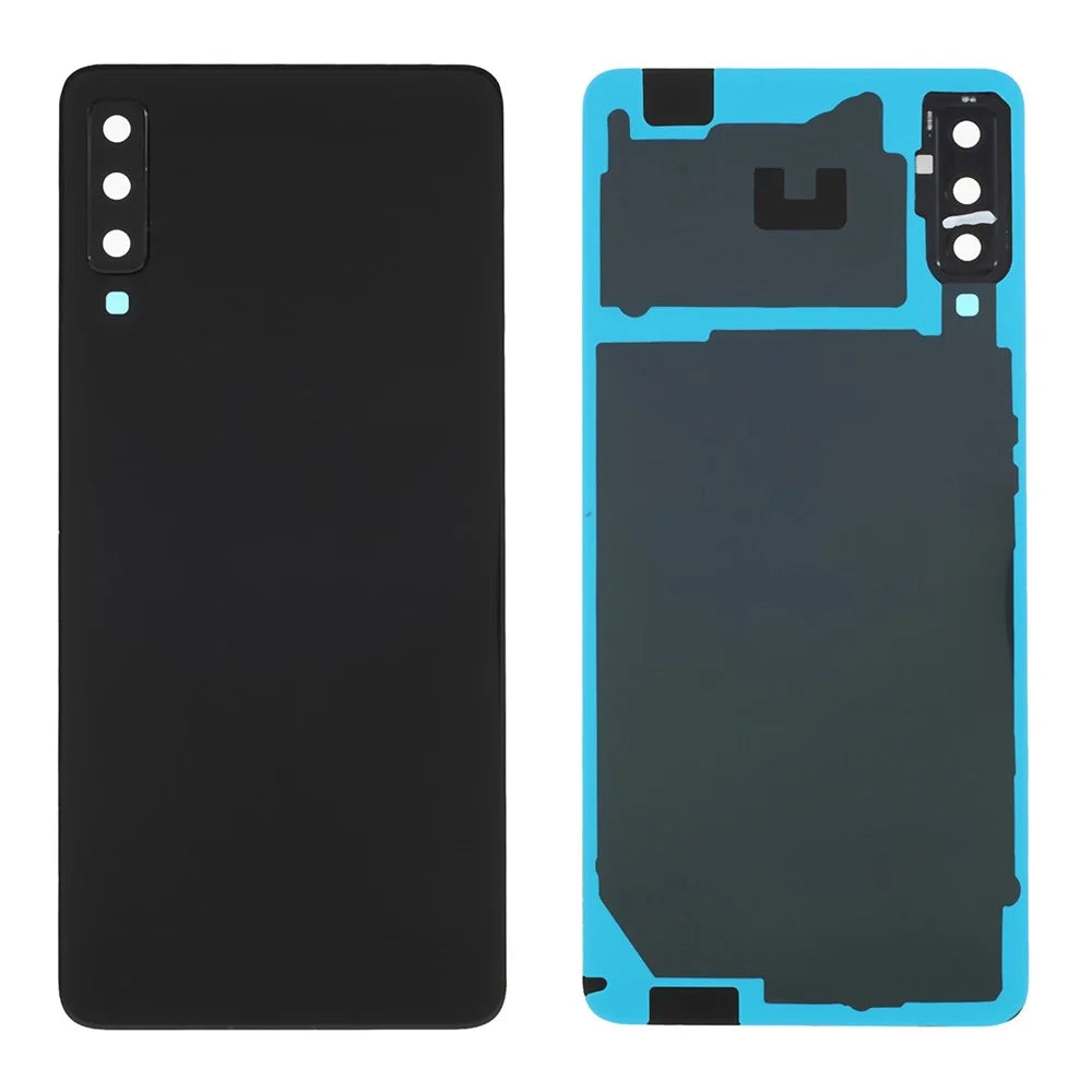 Back Battery Housing Cover with Camera Ring Lens Cover Part (without Logo) for Samsung Galaxy A7 (2018) A750 - Black - 1