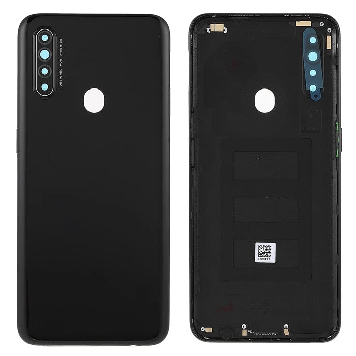 For Oppo A31 (2020) / A8 Battery Housing Back Cover with Camera Ring Lens Cover Replacement - Black - 1