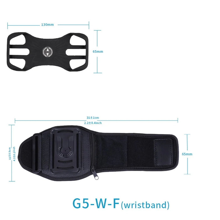4.5"-7" Phones Armband Detachable Rotary Phone Holder Adjustable Wrist Bag for Outdoor Sports - Four Clamps/Black - 3