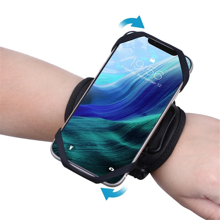 4.5"-7" Phones Armband Detachable Rotary Phone Holder Adjustable Wrist Bag for Outdoor Sports - Four Clamps/Black - 5