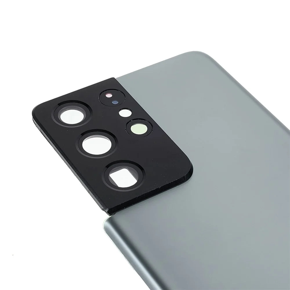 For Samsung Galaxy S21 Ultra 5G Housing Battery Door Back Cover Replacement Parts with Camera Ring Cover (without Logo) - Grey - 6
