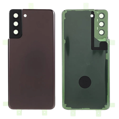 For Samsung Galaxy S21+ 5G Housing Battery Door Back Cover Replacement Parts with Camera Ring Cover (without Logo) - Brown - 1
